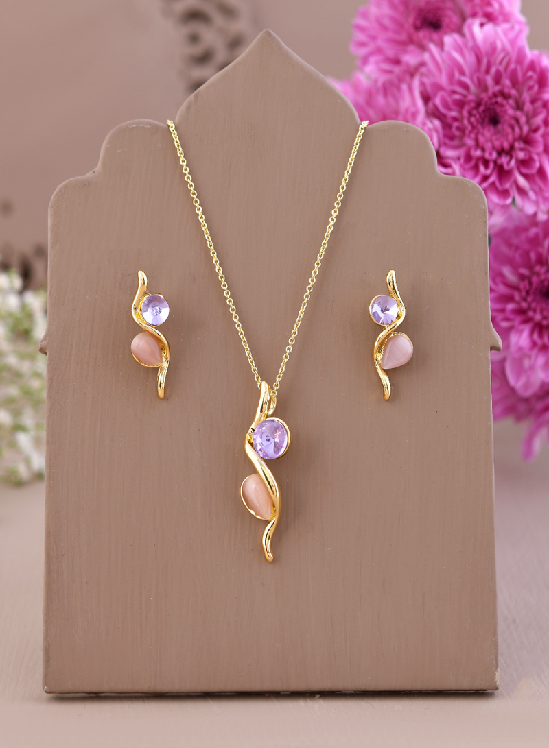 Enchanted harmony dual-tone gemstone jewelry set gift for rakhi