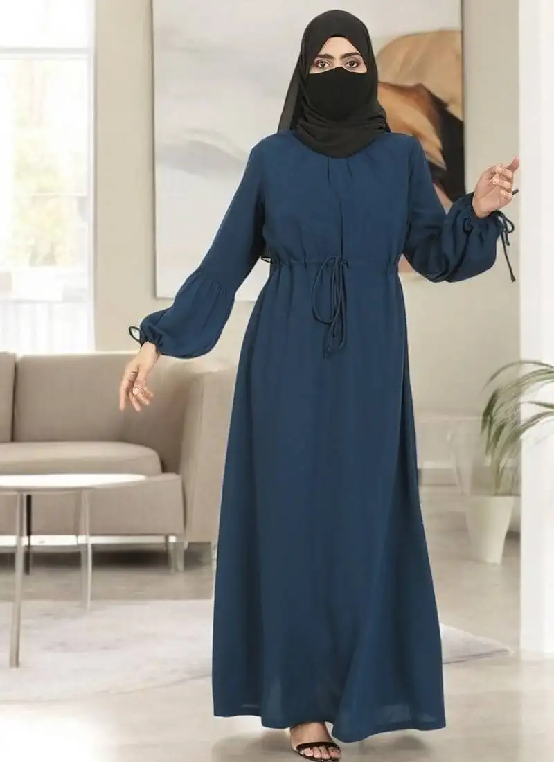 Teal abaya with designer sleeves