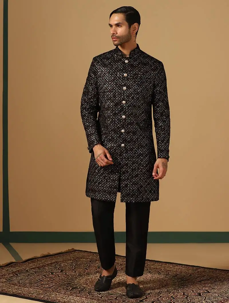 Self-design indowestern sherwani trouser set