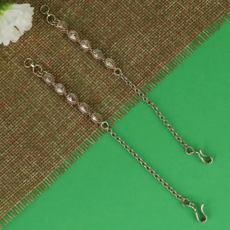 Incredible oval shape gold plated ear-chain(kaan chain) for women