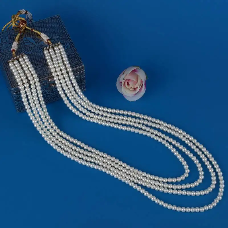 Graceful pearl 4 layered gold plated moti mala necklace