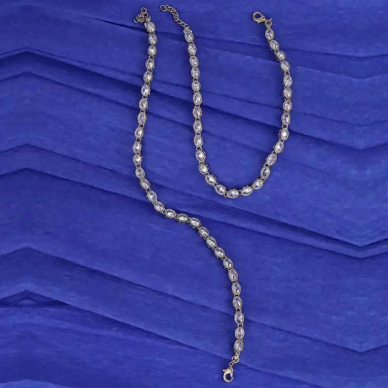 Traditional oval shape gold plated set of 2 anklet(payal) for women