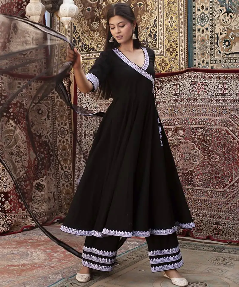 Black cotton plain anarkali