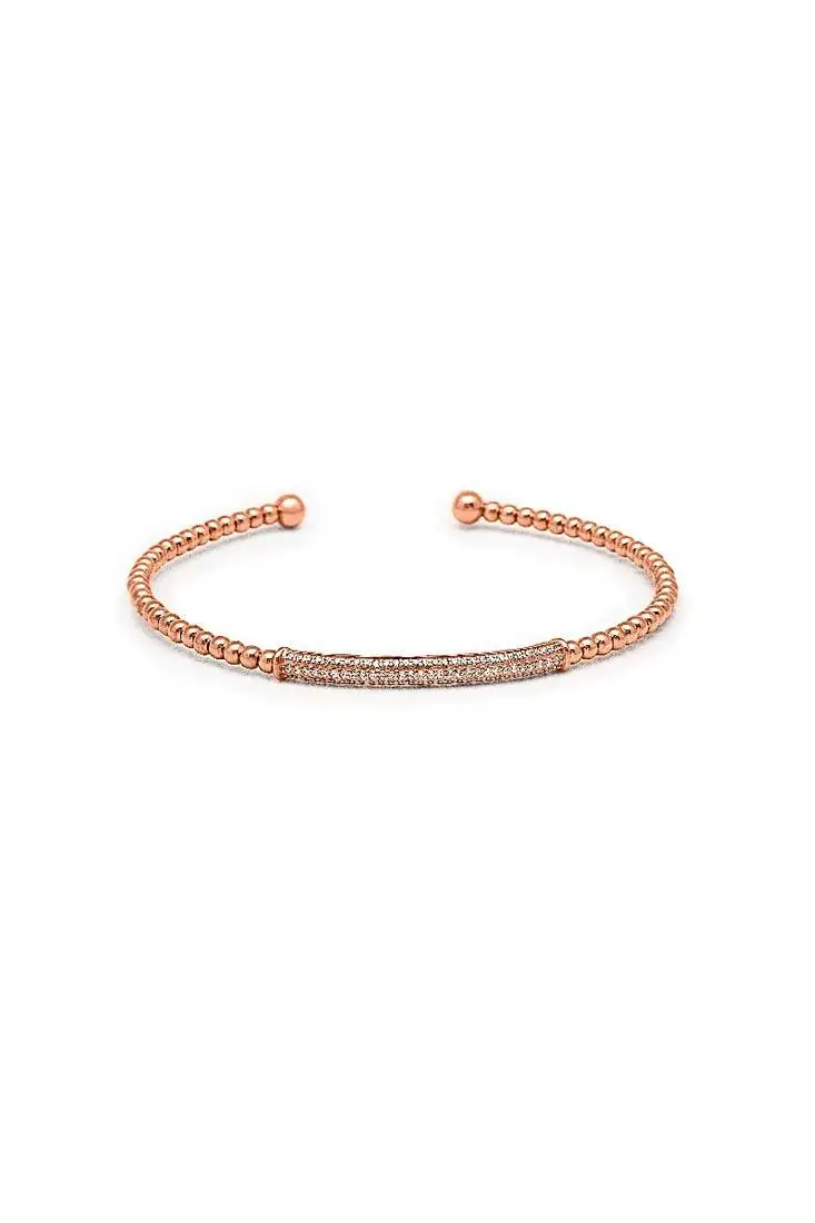 Rose gold sterling silver crystal kada