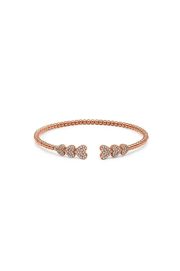 Rose gold sterling silver triple-love kada