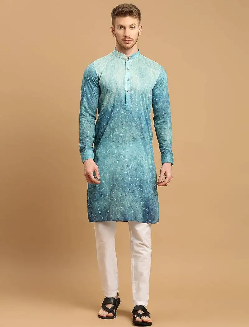 Blue ombre kurta with sequins