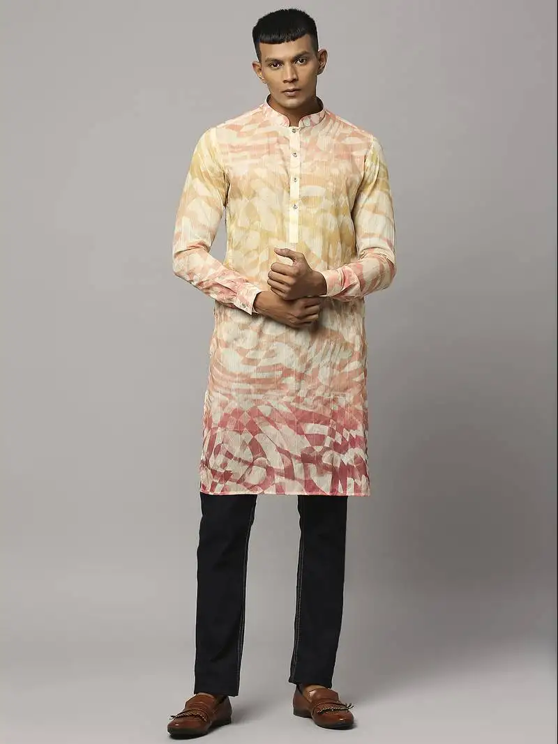 Sunset yellow ombre kurta with sequins