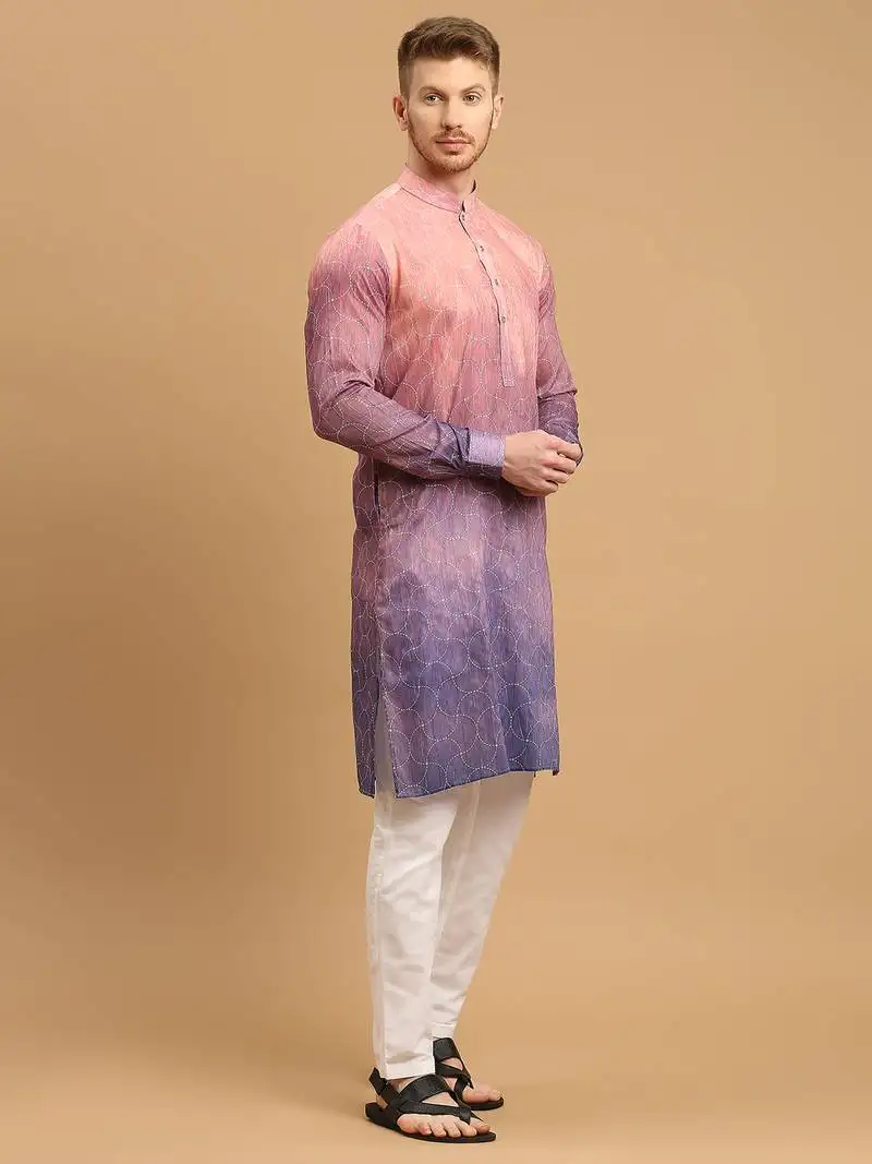 Lavender and pink ombre kurta with sequins