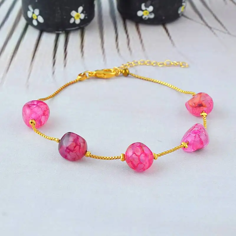 Ruby beads women bracelet