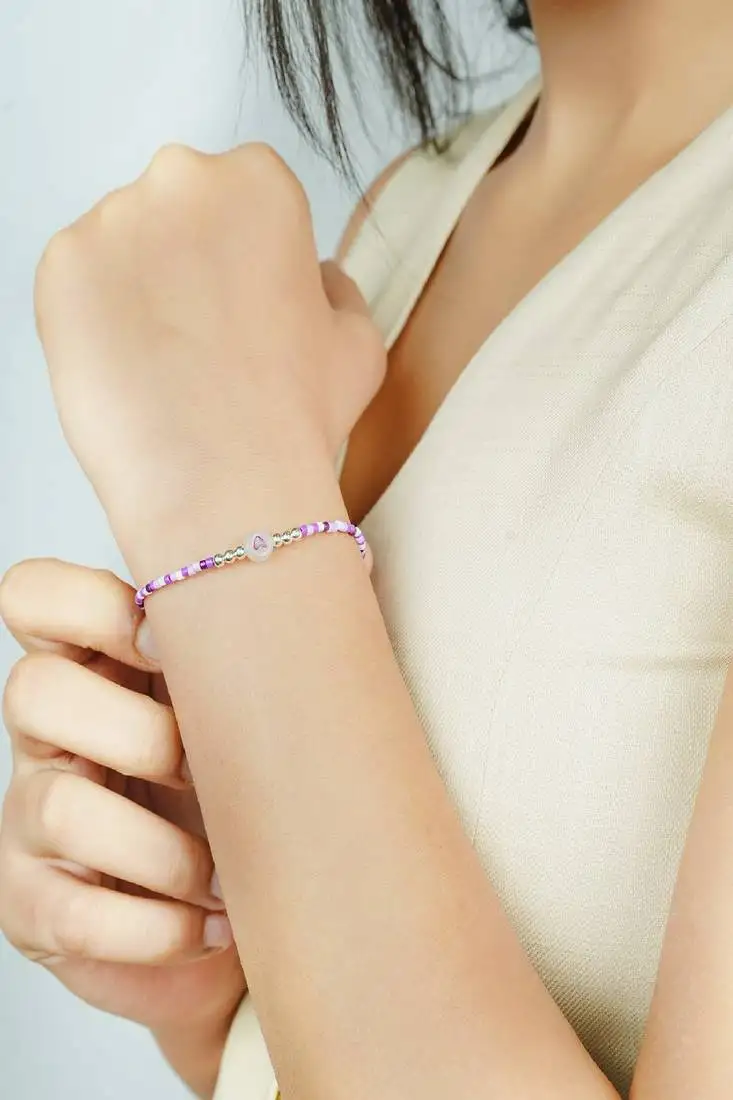 Silver purple heart twinkle bracelet