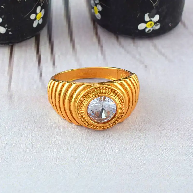 Brass gold white quartz finger ring