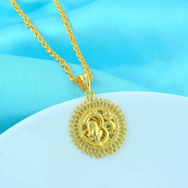 Brass gold plated om pendant