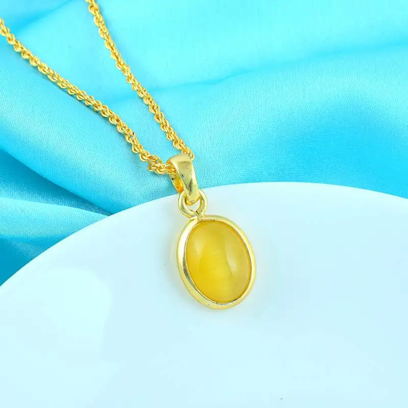 Brass gold chrysoberl tiger eye lehsuniya pendant
