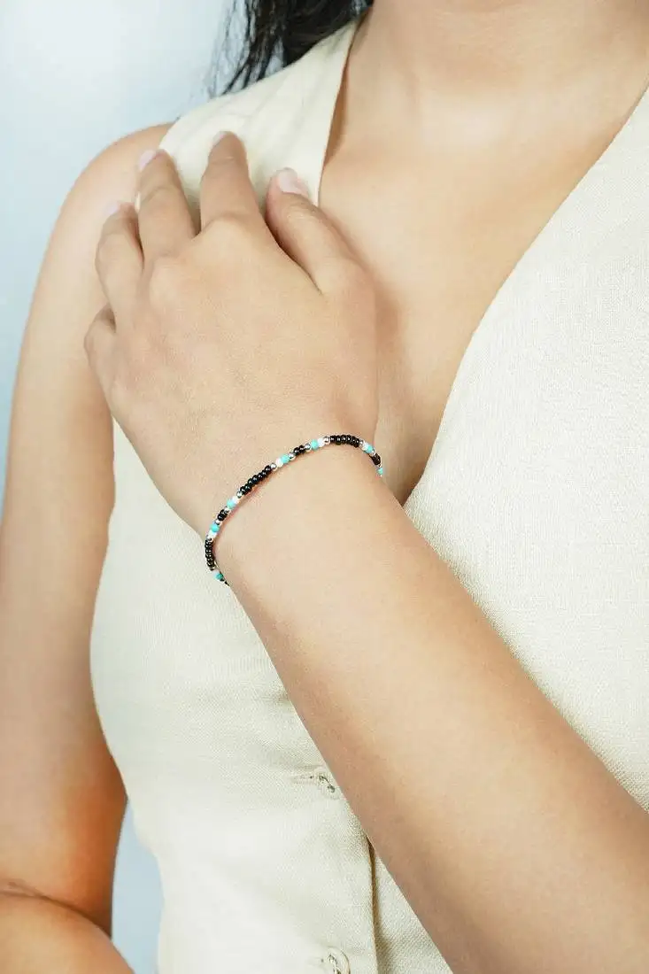 Silver teal blue twinkle bracelet