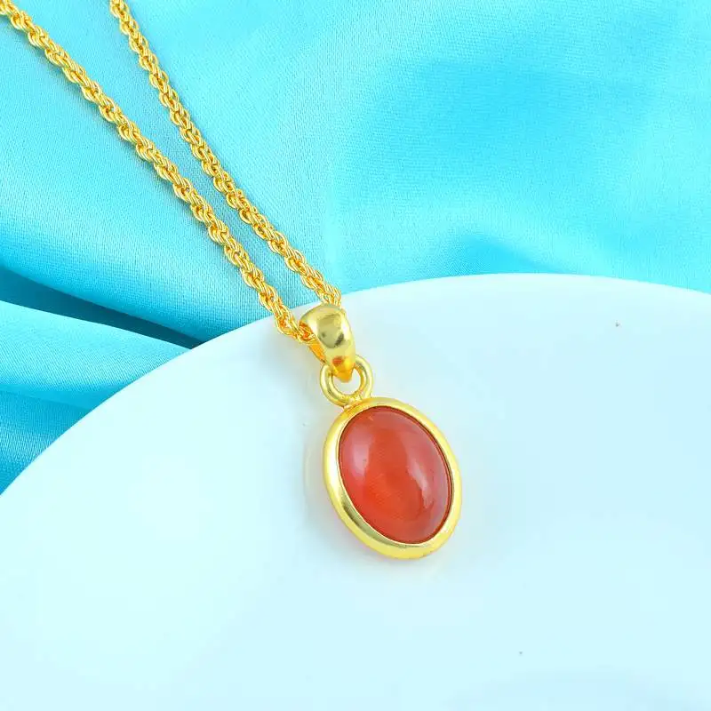 Brass gold chrysoberl red cats eye lehsuniya pendant