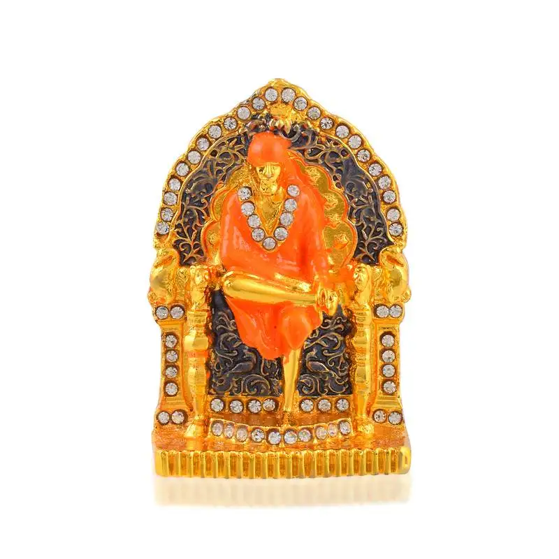 Brass gold shirdi sai baba stand idol figurine spiritual