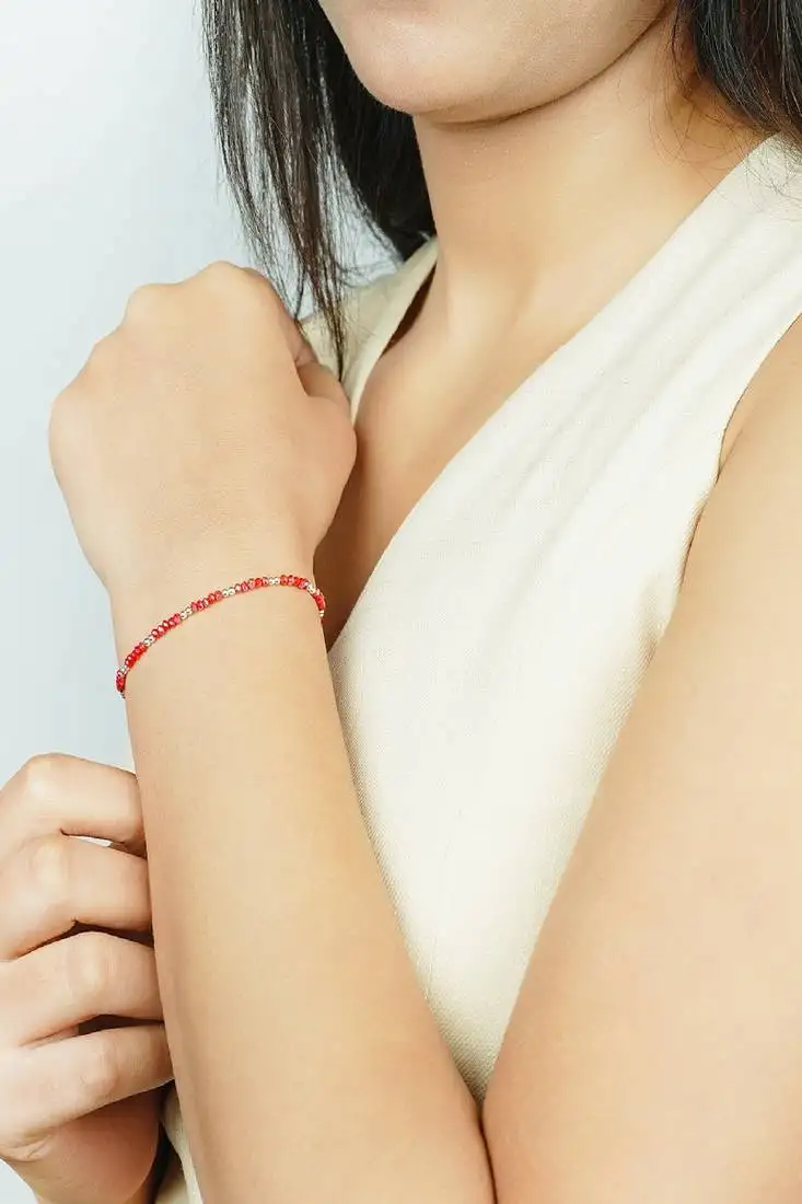 Silver red twinkle bracelet