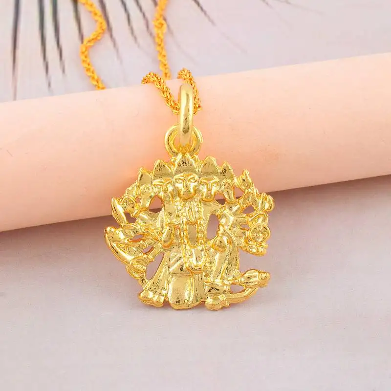Brass micron gold plated panchmukhi hanuman bajrang bali pendant
