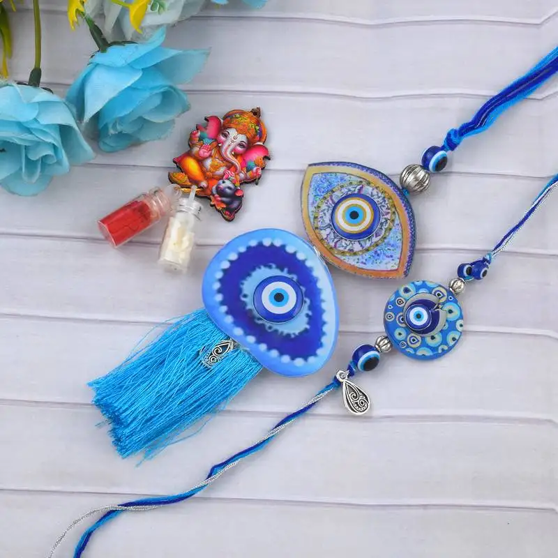Rakhi for bhaiya bhabhi- evil eye rakhi set (pack of 2)
