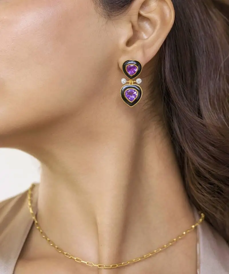 Purple earrings with sterling silver base