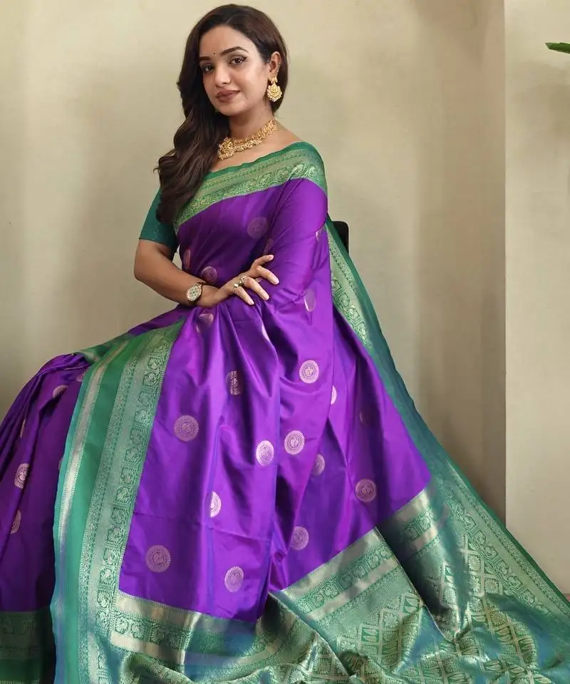 Wine soft art silk saree with coin weaving design