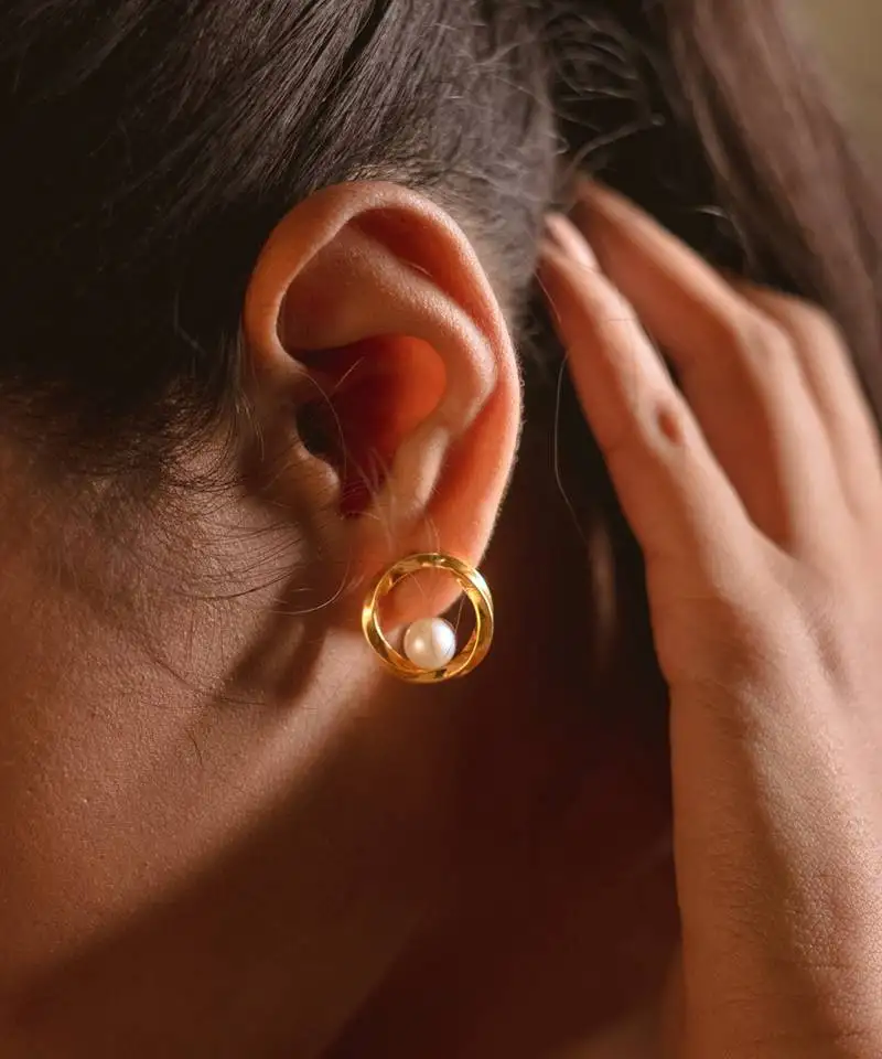 Gold sterling silver studded earrings