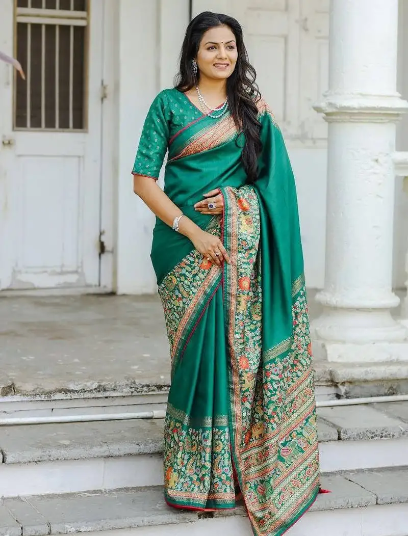 Soft dola silk blend with simple patola printed saree with blouse