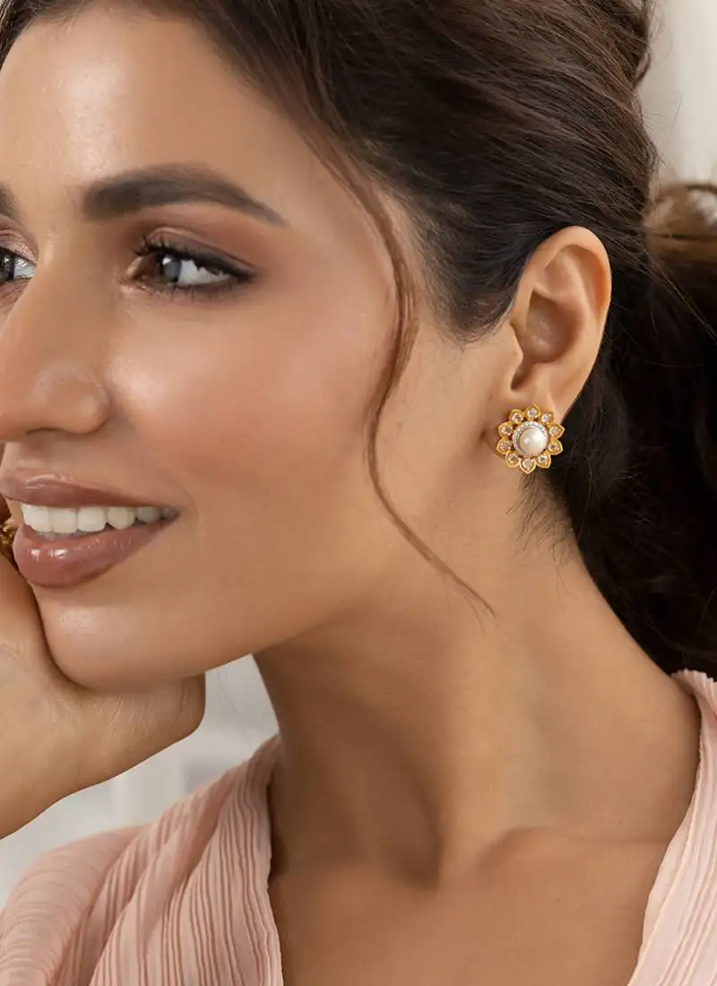 Gold earrings with sterling silver base