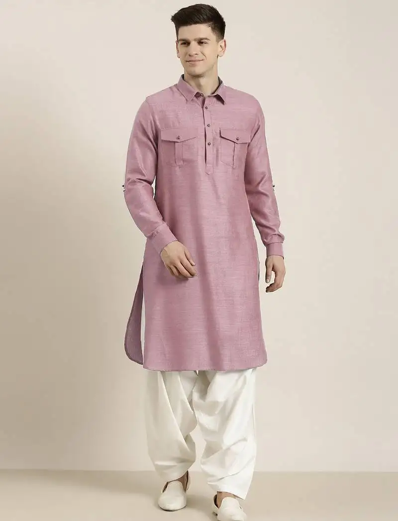 Rose pink cotton pathani with salwar