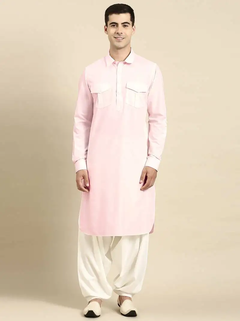 Light pink fine cotton pathani with salwar
