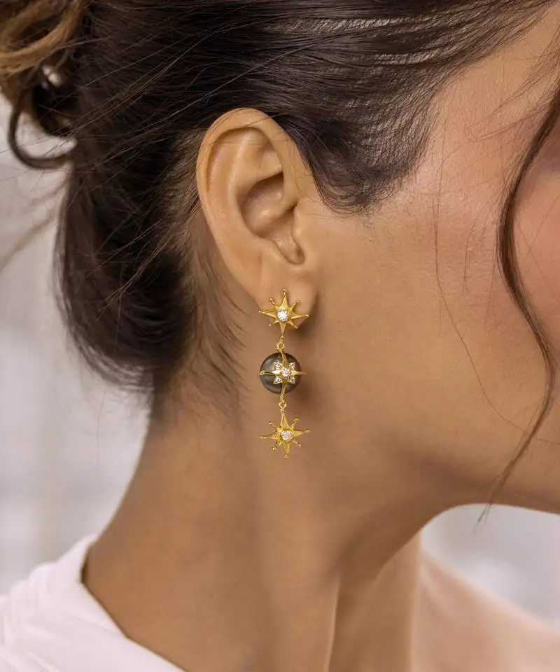 Black sterling silver earrings