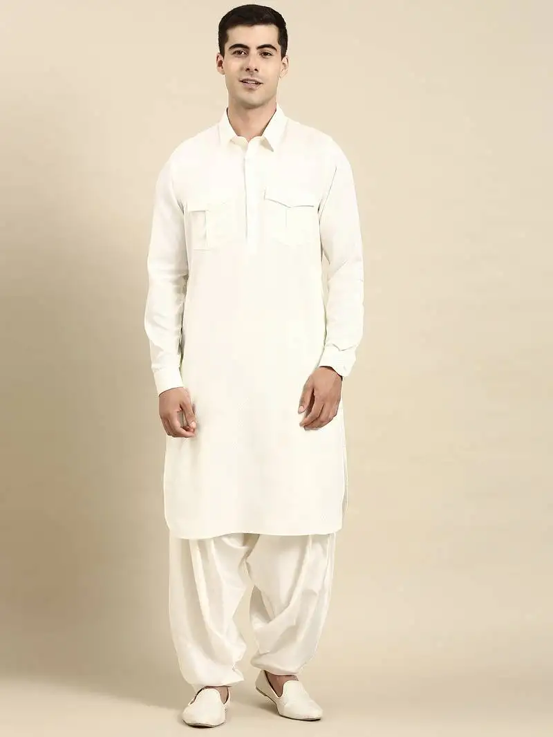 White cotton pathani with salwar