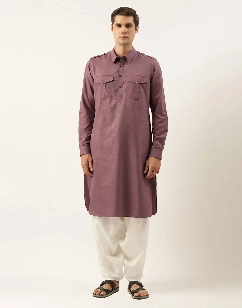 Purple pure cotton pathani with salwar