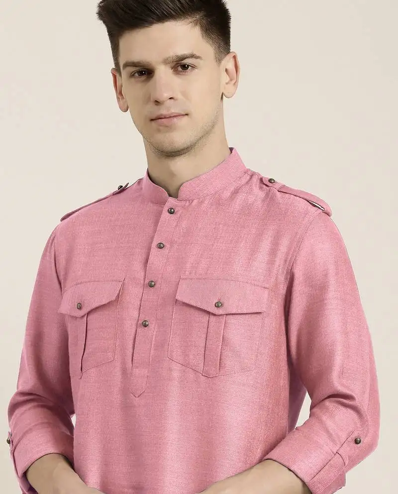 Old rose cotton short pathani