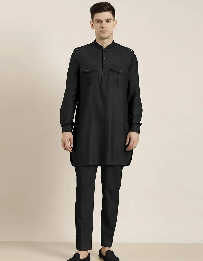 Black cotton short pathani