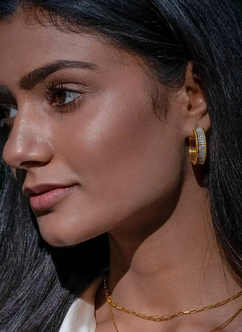 Yellow gold plated sterling silver earrings