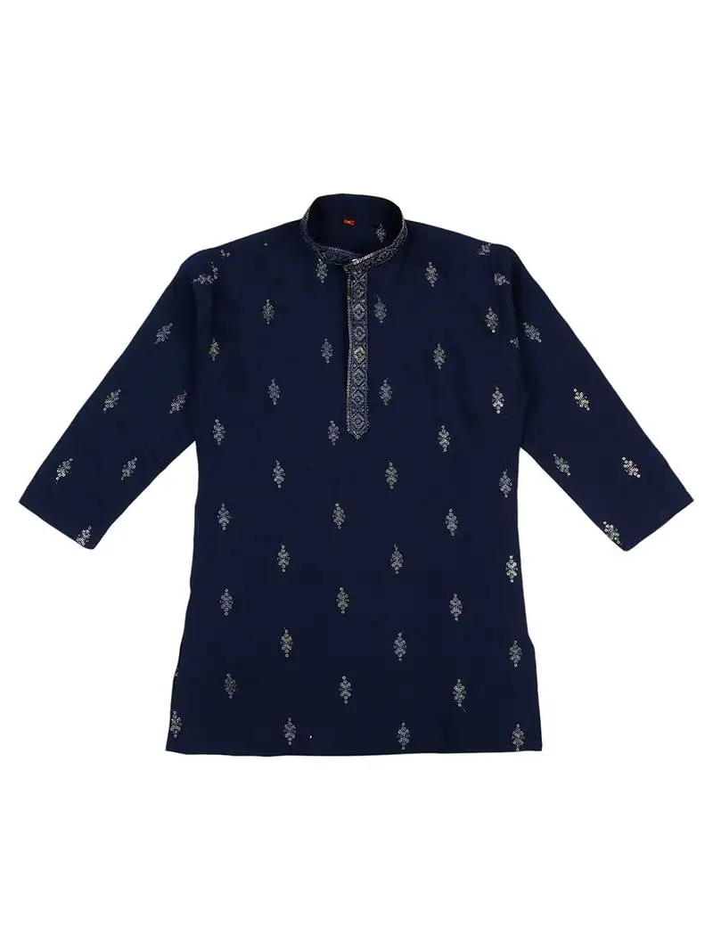 Traditional ethnic wear with silk sequence embroidery kurta and pyjama set - blue