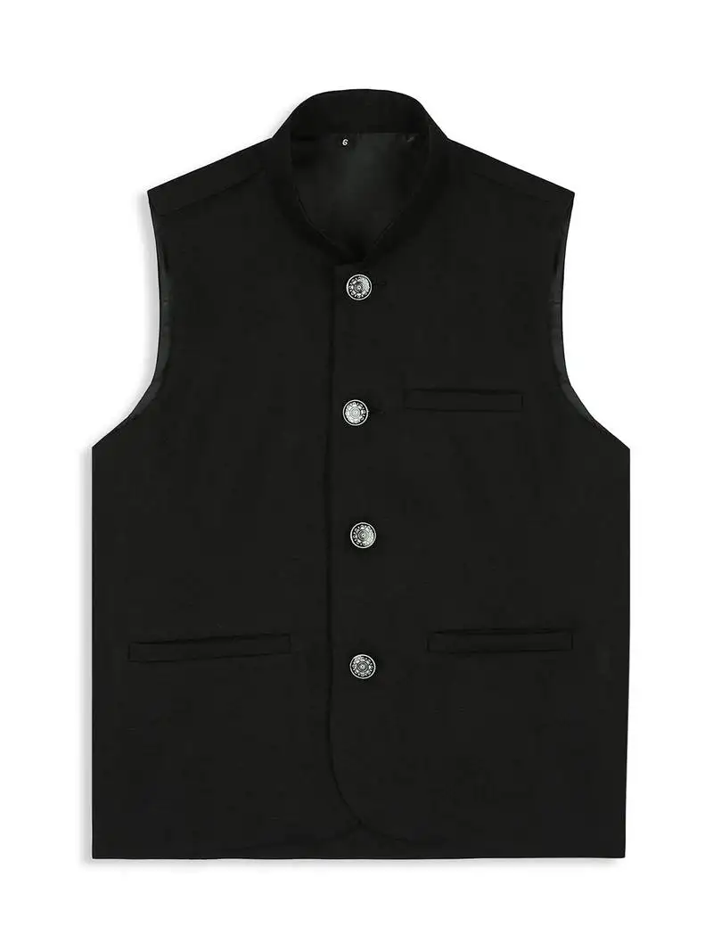 Traditional sleeveless nehru jacket - black