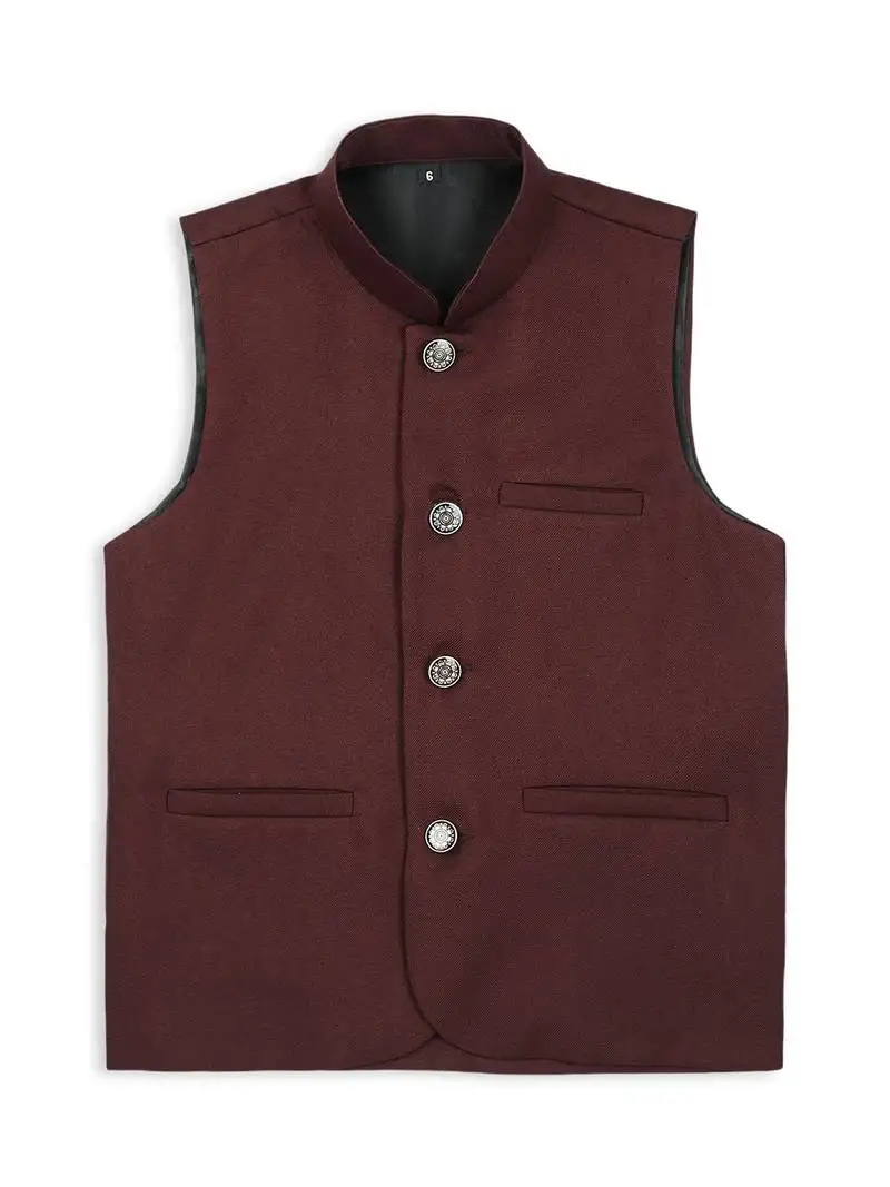 Elegance sleeveless nehru jacket - maroon