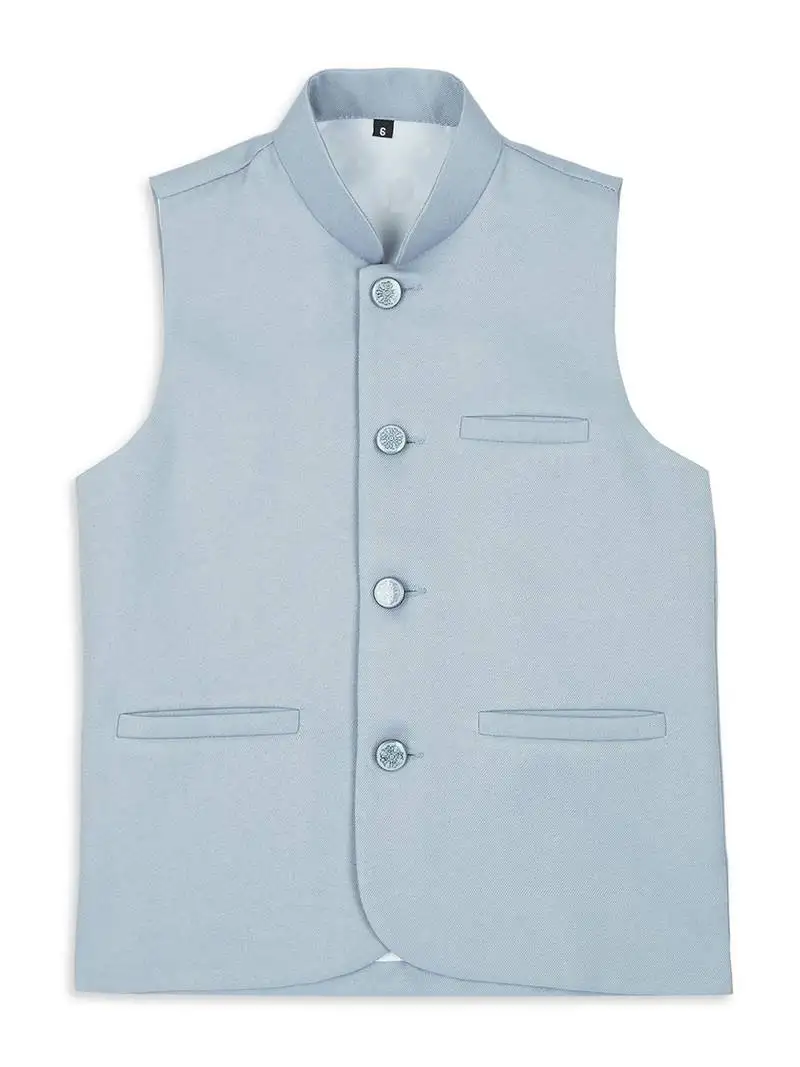 Ethnic sleeveless nehru jacket - sky blue