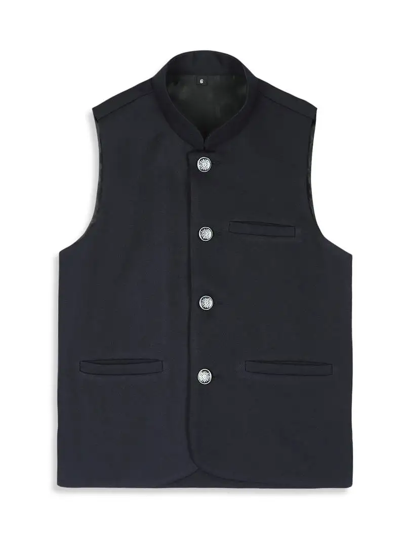 Royal sleeveless nehru jacket - navy blue