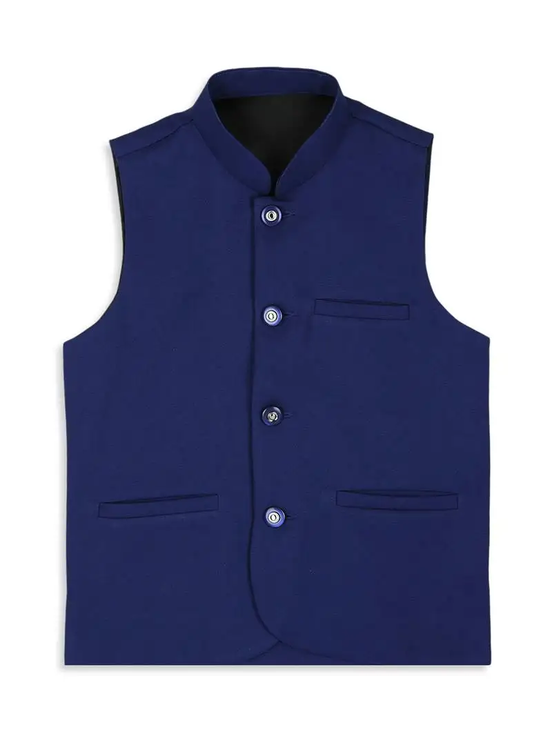 Sleeveless nehru jacket - royal blue