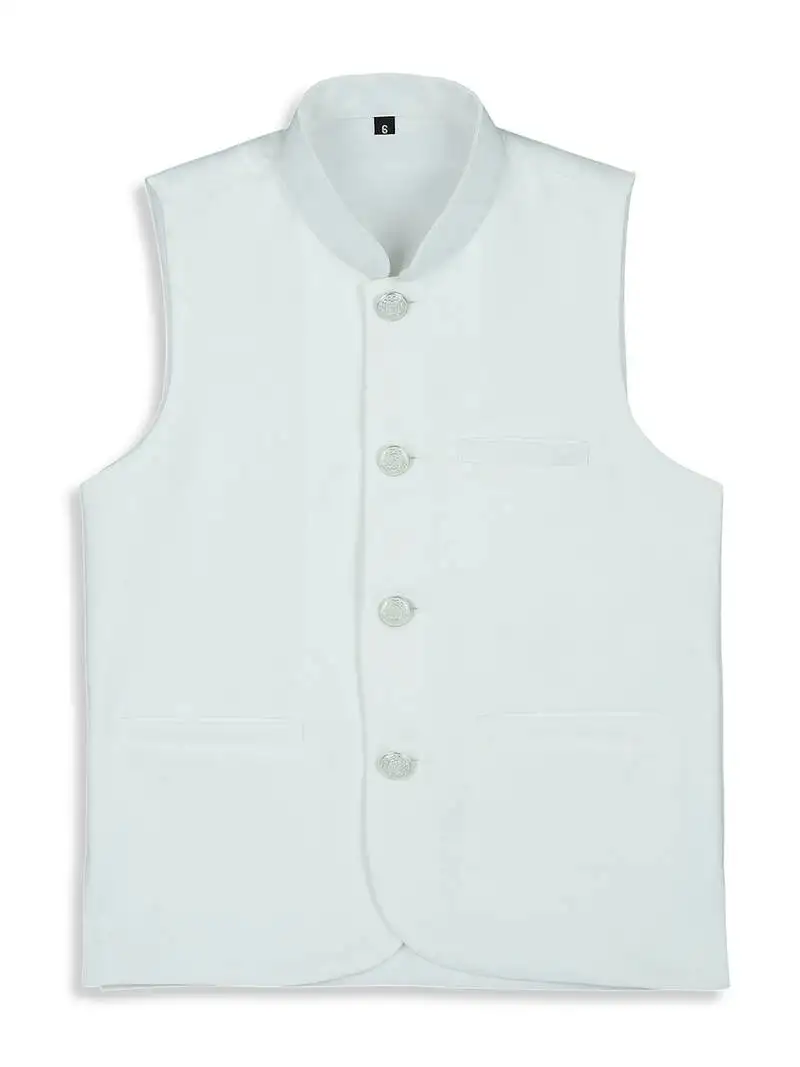 Sleeveless nehru jacket - white