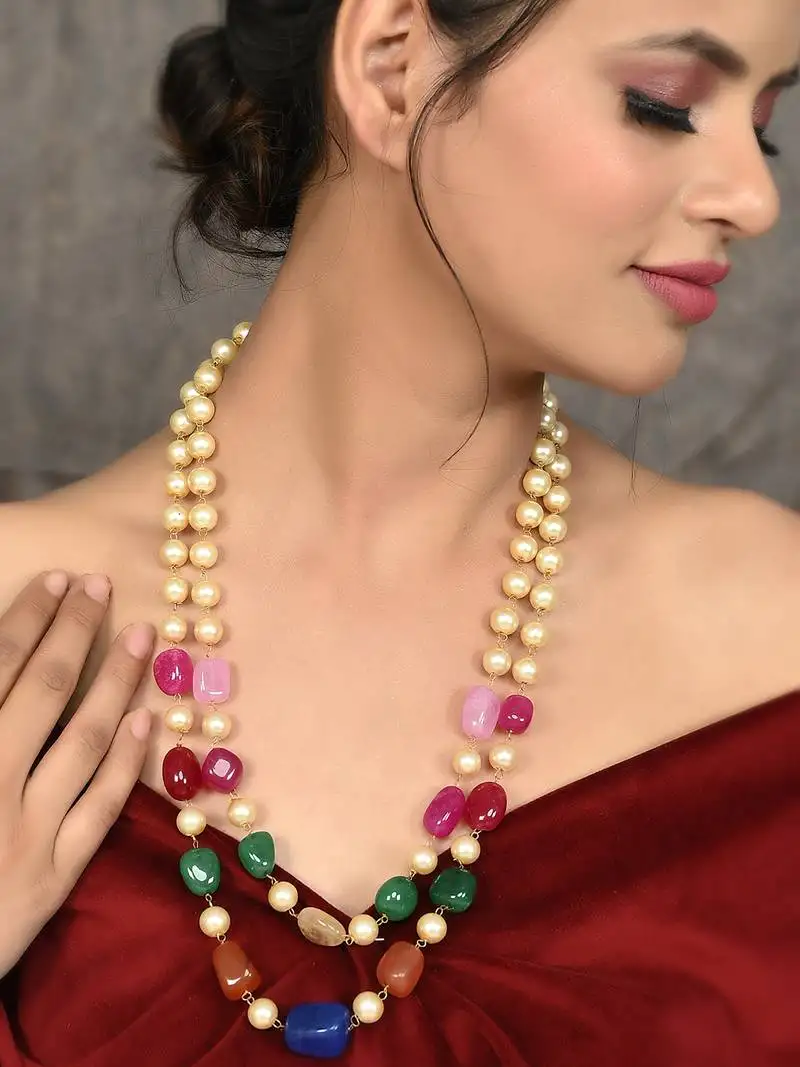 Gold plated multi layered unisex necklace