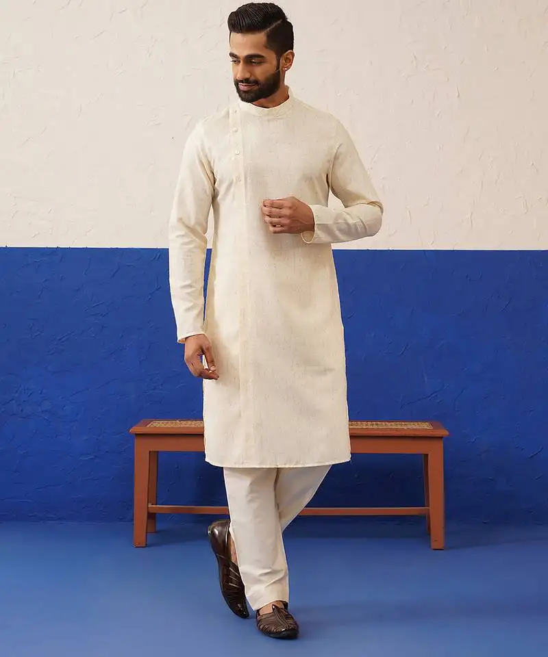 Beige angrakha kurta set