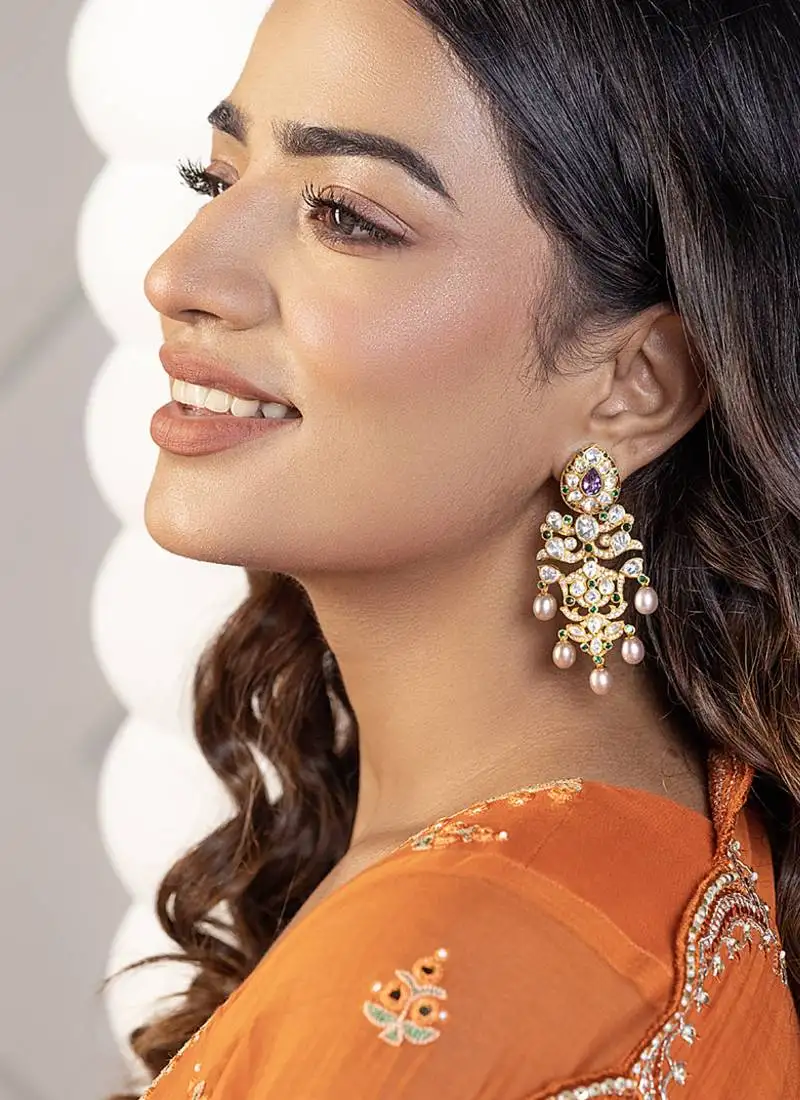 Gold sterling silver lotus earrings