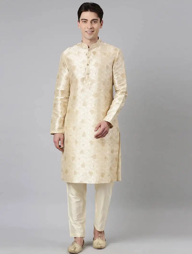 Beige printed kurta set
