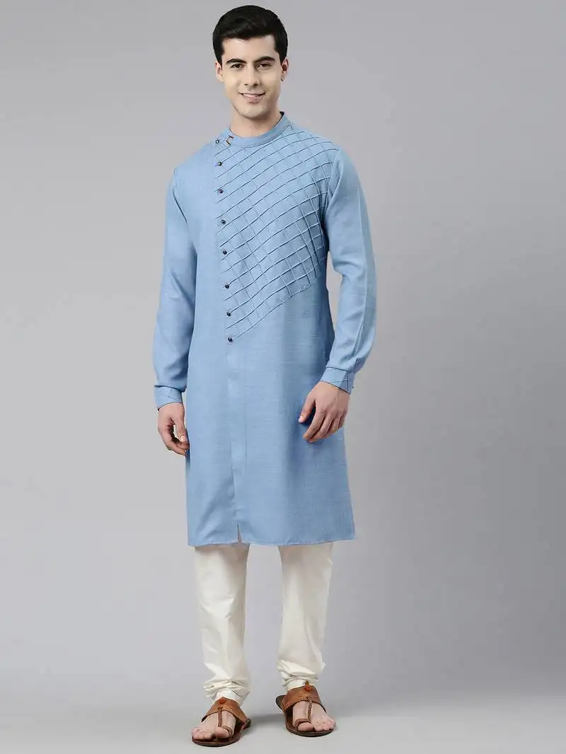 Light blue angrakha kurta set