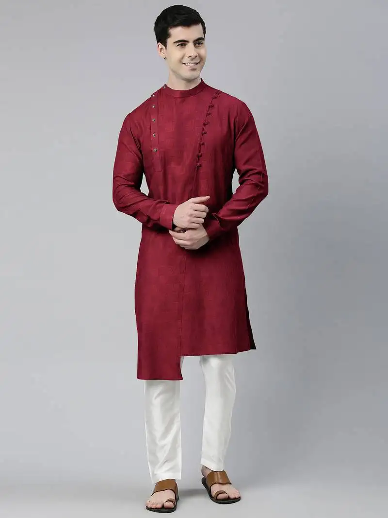 Maroon asymmetrical kurta set