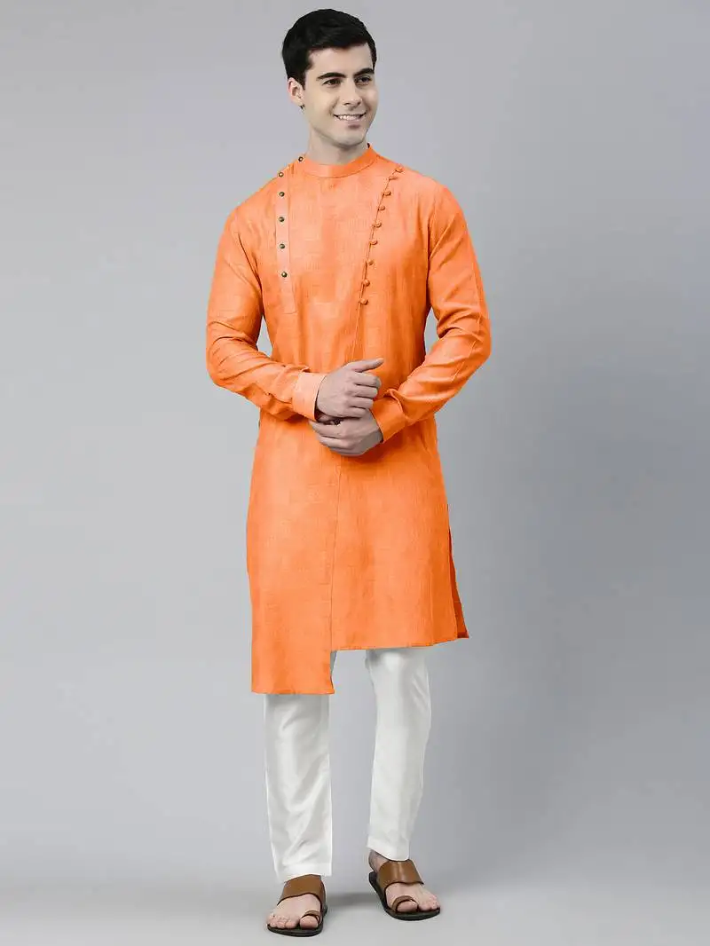 Orange asymmetrical kurta set